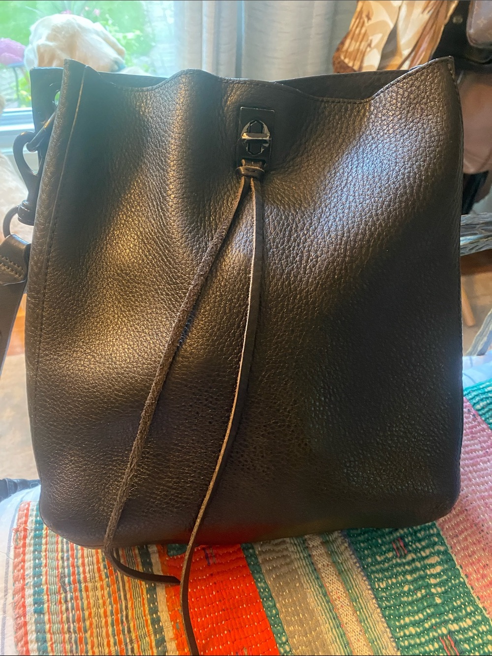 Black Rebecca Minkoff Darren Leather Bucket Shoulder Bag